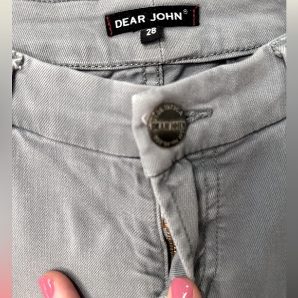 Dear John Jeans Cuffed Twill Knit Denim Trousers Storm Gray SZ 28 - Picture 7 of 16